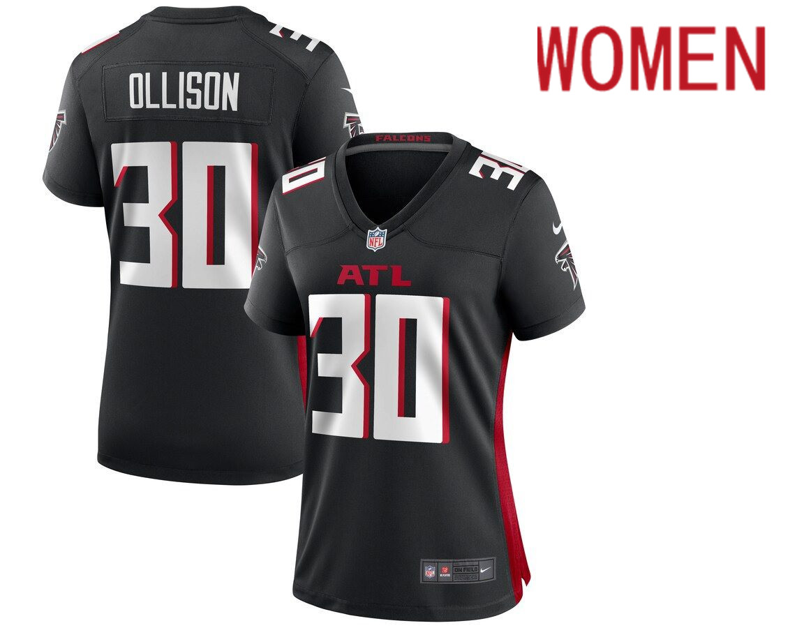 Women Atlanta Falcons #30 Qadree Ollison Nike Black Game NFL Jersey->women nfl jersey->Women Jersey